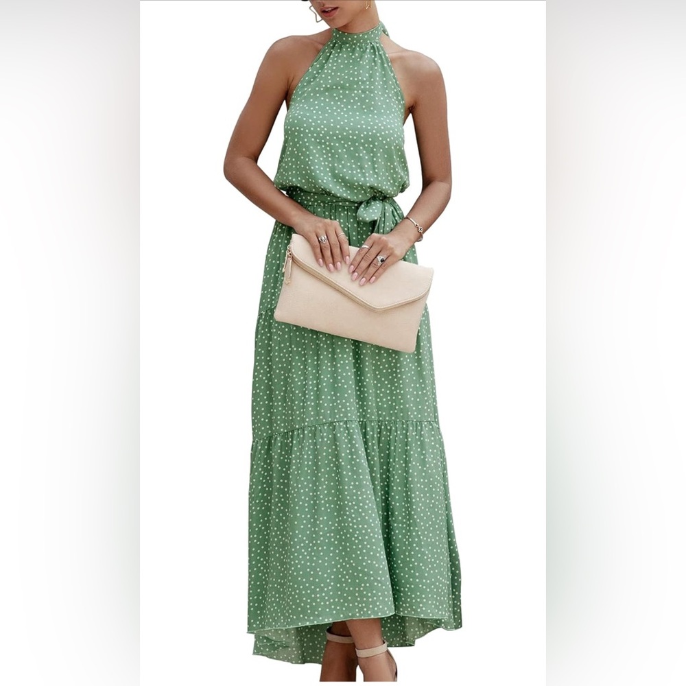 Mint green Polka Dot Maxi Dress